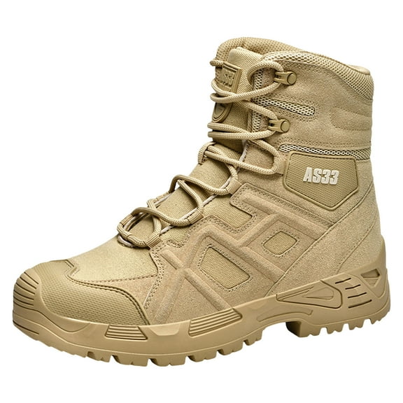 Zshosam Men's Snow Boots Insulated Waterproof Rugged Duty Outdoor Winter Boots(Khaki,44)