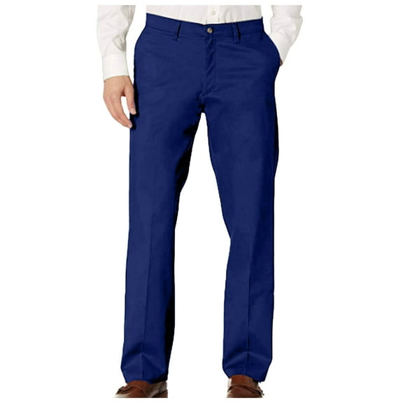 Zshosam Pants for Men Men's Classic Fit Workday Khaki Pant(Dark Blue,S)
