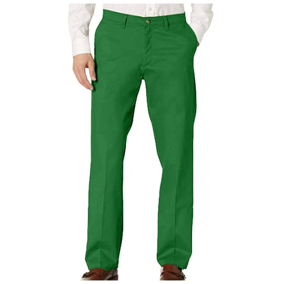Zshosam Men's Straight-Fit Casual Stretch Chino Pant(Green,S)
