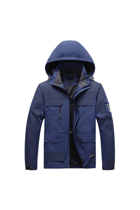 Men's Winter Military Thicken Parka Jacket Warm Coat with Removable Hood(Dark Blue,XL)