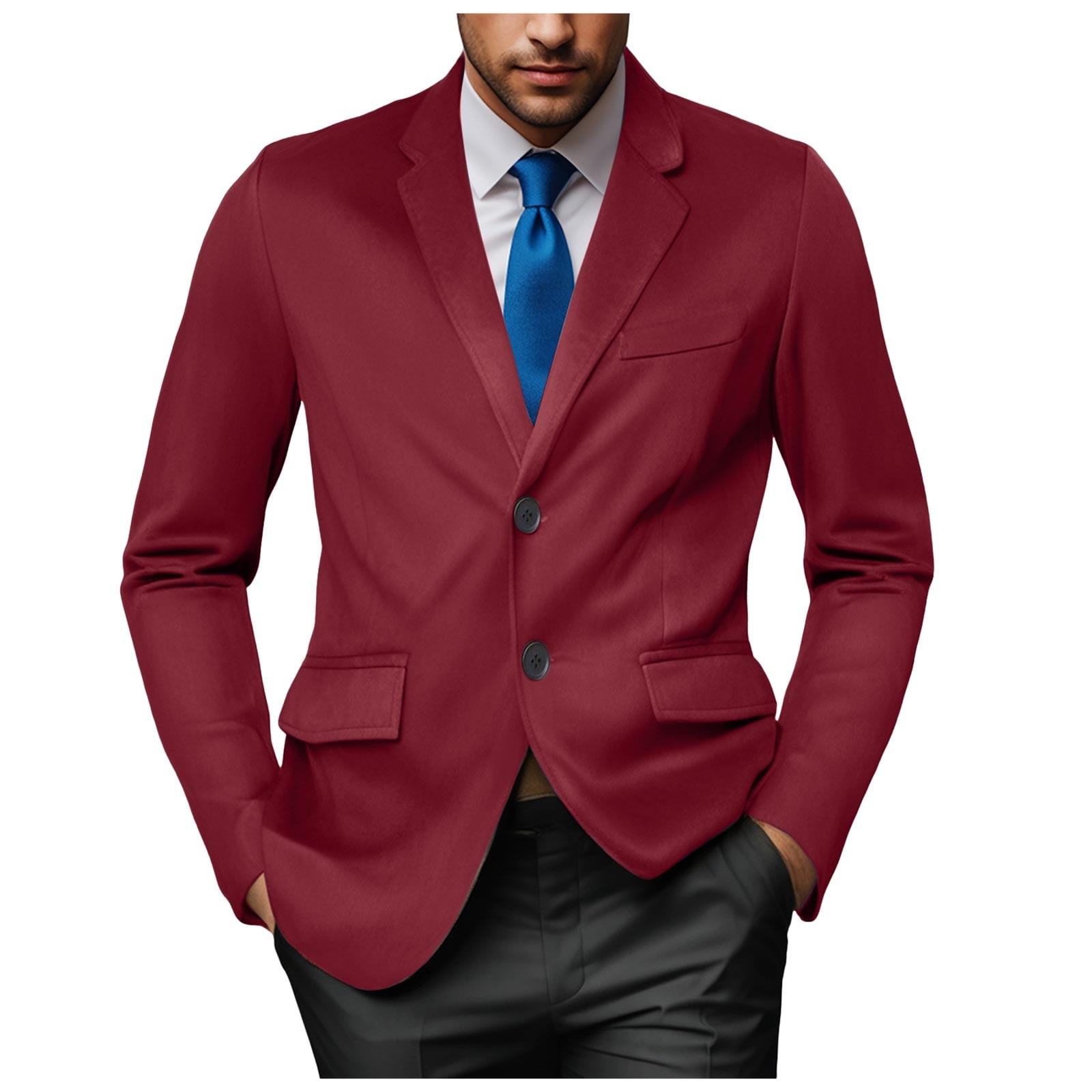 Zshosam Mens Blazer Classic Fit Sport Coats 2 Buttons Stretch Business ...