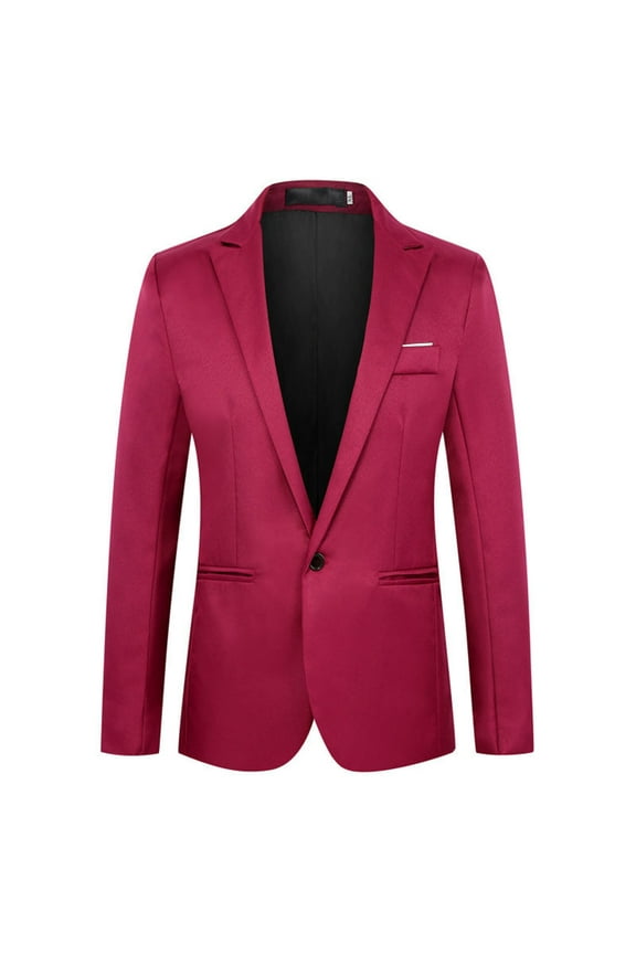 Men's Casual One Button Suit Blazer Jacket Sport Coat(Red,XXXXXL)