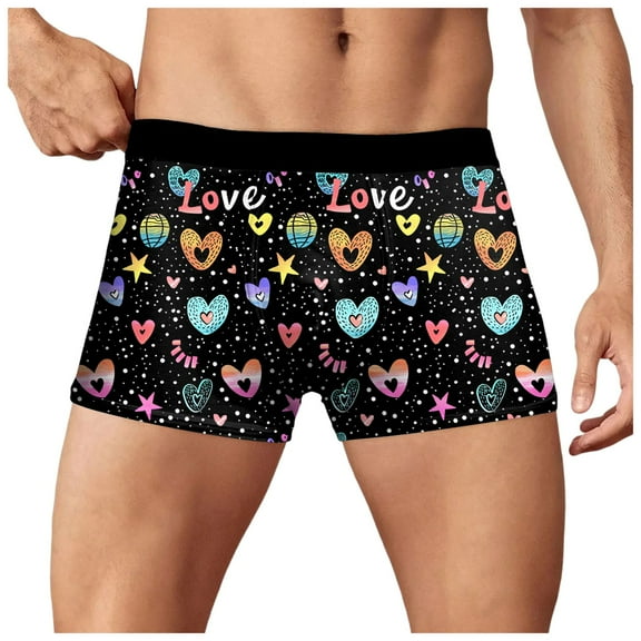 Zshosam Mens Boxer Underwear Funny Boxers Sleep Short Loose Woven Boxers for Men(Black,S)