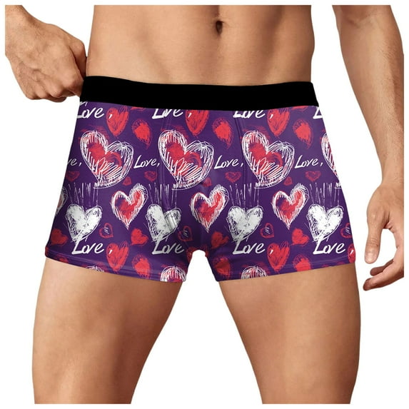 Zshosam Mens Boxer Underwear Funny Boxers Sleep Short Loose Woven Boxers for Men(Purple,M)