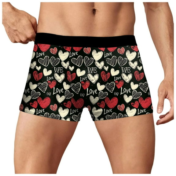 Zshosam Mens Boxer Underwear Funny Boxers Sleep Short Loose Woven Boxers for Men(Red,L)