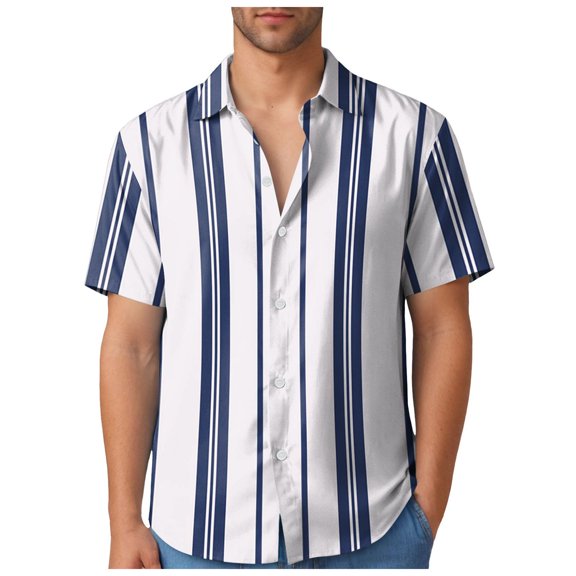 Zshosam Mens Button Down Shirt Short Sleeve Mens Short Sleeve Casual Button Down Shirts Summer Untucked Dress Shirts with Pocket Size M,(Navy M)
