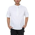thumbnail image 1 of Zshosam Mens Casual Long Sleeve Henleys T-Shirt Single Button Placket Plain v Neck Shirts(White,XXXL), 1 of 9