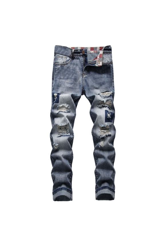 Mens Jeans Men's Slim Fit Stretch Jeans Ripped Skinny Jeans for Men(Blue,29)