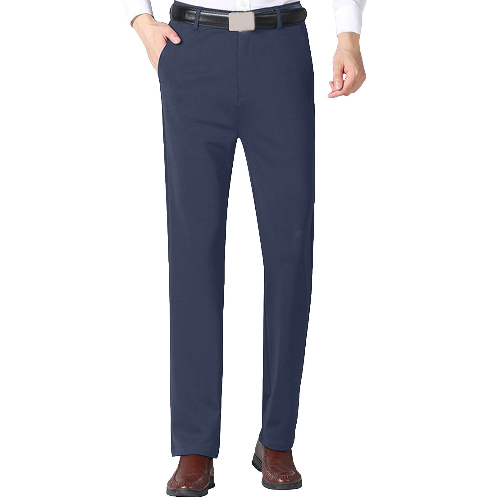 Zshosam Mens Pants Men's Classic Fit Expandable Waist Flat Front Slim ...