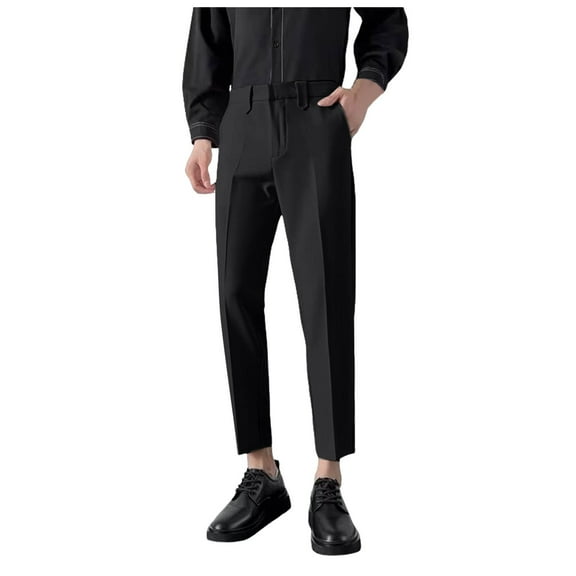 Zshosam Mens Pants Men's Comfort Classic Fit Pleat Front Dress Pant for Men(Black,32)