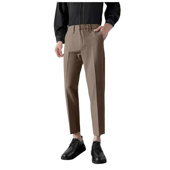 Zshosam Mens Pants Men's Comfort Classic Fit Pleat Front Dress Pant for Men(Brown,36)