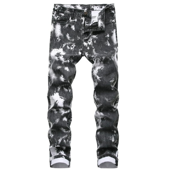 Zshosam Mens Pants Slim Fit Skinny Stretch Denim Printed Jeans for Men(Black,40)