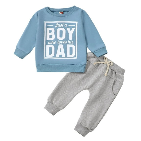 Zshosam Baby Boy Fall Outfits Sweatshirt and Pants Outfit Set to Big Kid,Blue 6-12 Months