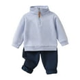 thumbnail image 1 of Zshosam Newborn Baby Boy Fall Outfits Toddler Baby Boy Clothes Long Sleeve Sweatshirt Pants Set Fall Winter Outfit,Light Blue 0-6 Months, 1 of 8