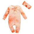 thumbnail image 1 of Zshosam Newborn Baby Girl Clothes Fall Newborn Baby Girl Romper Print Ruffled Zipper Long Sleeve Romper Jumpsuit Infant Fall Clothes Size 3 6 Months,(Orange 3-6 Months), 1 of 5