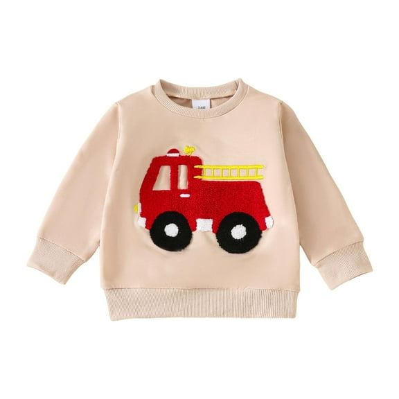 Zshosam Boy Sweatshirt Baby Girl Boy Sweatshirt Crew Neck Long Sleeve Pullover Toddler Kids Lightfleece Lined Tops Size 6 12 Months,(Beige 6-12 Months)