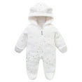 thumbnail image 1 of Zshosam Newborn Girl Clothes Newborn Baby Outfit Suit Fleece Jumpsuit Romper Hooded Winter Clothes Snowsuit Coat for Infant Girls Boys Size 6 12 Months,(White 6-12 Months), 1 of 8