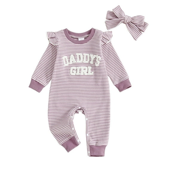 Zshosam Newborn Romper Girl Newborn Baby Girl Coming Home Romper Long Sleeve Ruffle Romper Cute Jumpsuit Fall Winter Clothes Size 0 3 Months,(Purple 0-3 Months)