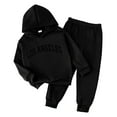 thumbnail image 1 of Zshosam Outfits for Toddler Girls Girls 2 Piece Outfits Hoodie Sweatshirt Print Leggings Color Block Fall Winter Clothing Sets with Pockets Size 6T 7T,(Black 6-7 Years), 1 of 5