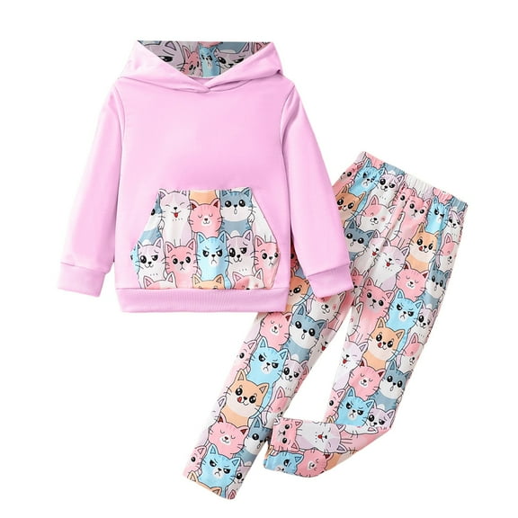 Zshosam Outfits for Teen Girls Girls Pullover Hoodie and Leggings Outfit Set Toddler to Big Kid Size 120,(Purple 120)