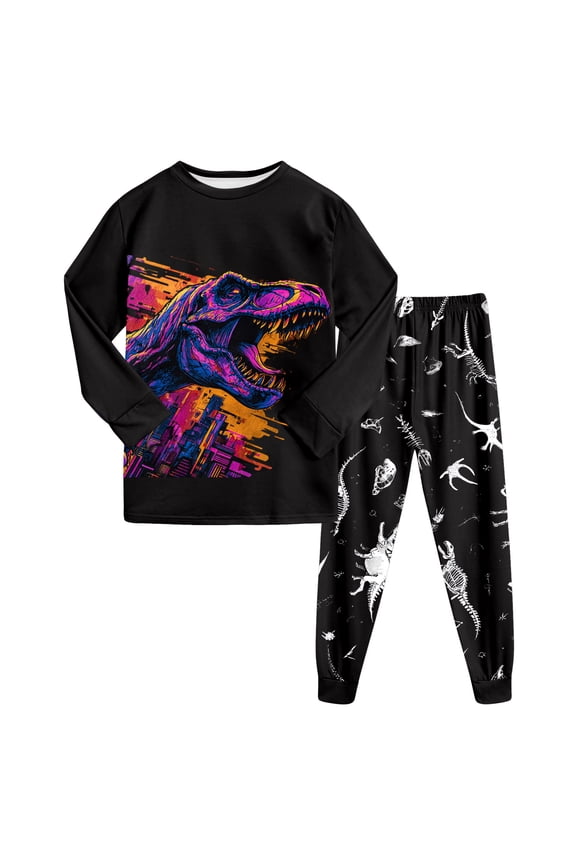 Pajamas for Toddler Boys Boys' Pajamas 2-Piece Pjs Sleepwear Kids Warm Cartoon Suits Label Button Down Top Fall Winter Outfits Size 5T 6T,(Blue 5-6 Years)