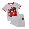 thumbnail image 1 of Zshosam Pajamas for Toddler Boys Boys Pajamas Cotton Toddler 2 Piece Short Sleeve Pjs Kids Summer Sleepwear Clothes Set Size 5T 6T,(Red 5-6 Years), 1 of 3