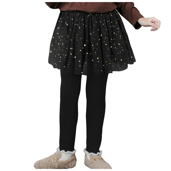 Zshosam Pants for Girls Kids Toddler Baby Girls Winter Fleece Lined Leggings Knit Thick Warm Full Length Tights Basic Pants Size 3T 4T,(Black 3-4 Years)