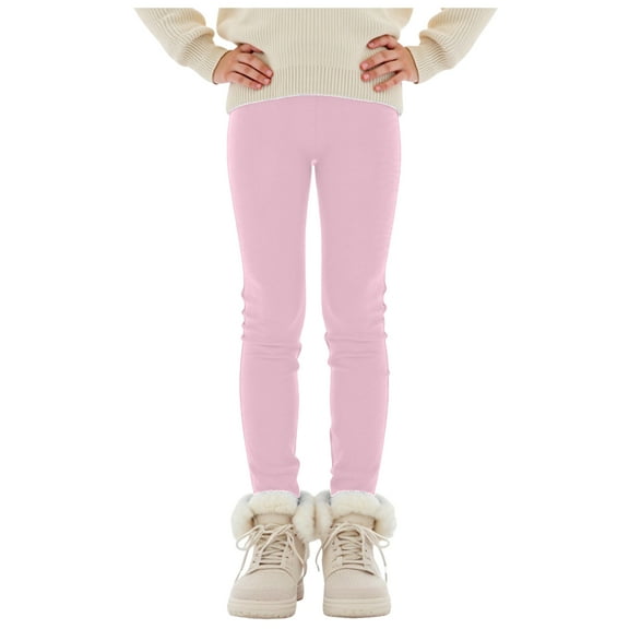 Zshosam Pants for Girls Girls Leggings Girl Stretch Pull On Ankle Length Skinny Pants for School Uniform Size 11T 12T,(Pink 11-12 Years)