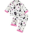 thumbnail image 1 of Zshosam Pjs Girls Kids Toddler Kids Baby Girl Solid Pjs Ruffle Long Sleeve Button Shirt Top and Pants 2Piece Pajamas Set Size 3T 4T,(White 3-4 Years), 1 of 7