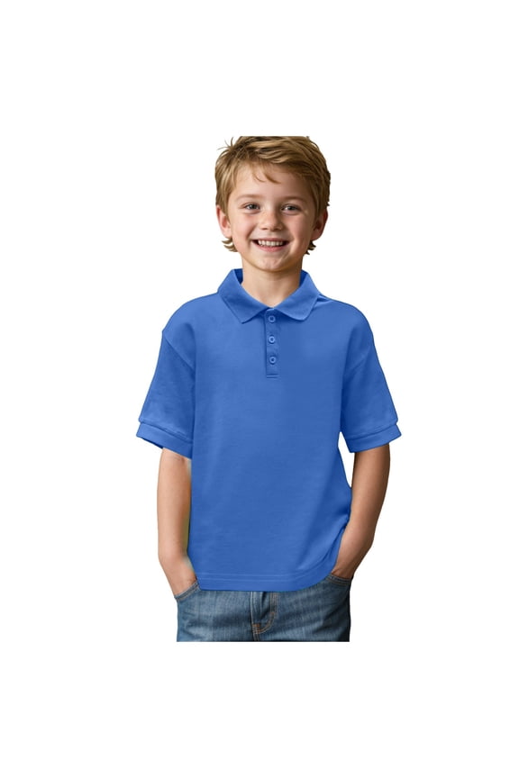 Polo Shirt for Boys Boys School Uniform Short Sleeve Polo Soft & Comfortable Jersey Size 6T 7T,(Blue 6-7 Years)