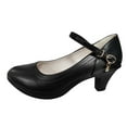 thumbnail image 1 of Zshosam Pumps Women's Closed-Toe Vintage High Heel Pumps Strap Buckle Platform Dress Shoes(Black,39), 1 of 8
