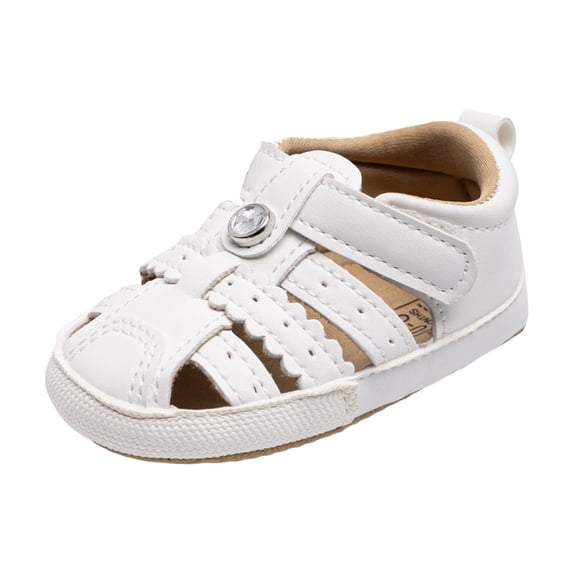 Zshosam Sandals for Baby Girl Toddler Flower Bowknot Anti Slip Rubber Sole Newborn Prewalker First Crib Shoes Size 5,(White Infant 5)