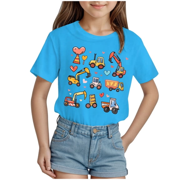 Zshosam School Uniform Shirts for Girls T Shirts Ruffle Short Sleeve Ruched Knot Side Tunic Blouse Summer Tee Tops (Blue,18-24 Months)