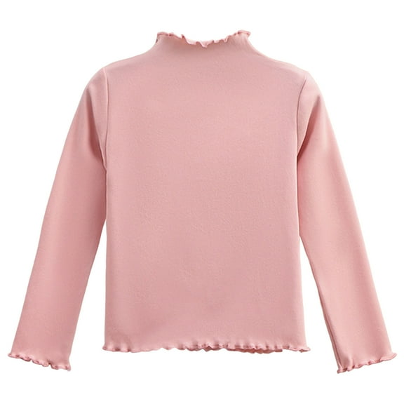 Zshosam Shirt for Girls Girls Long Sleeve Shirts Basic Girls Clothes Kids Crew Neck Lined T-shirts Warm Winter Size 5T 6T,(Pink 5-6 Years)