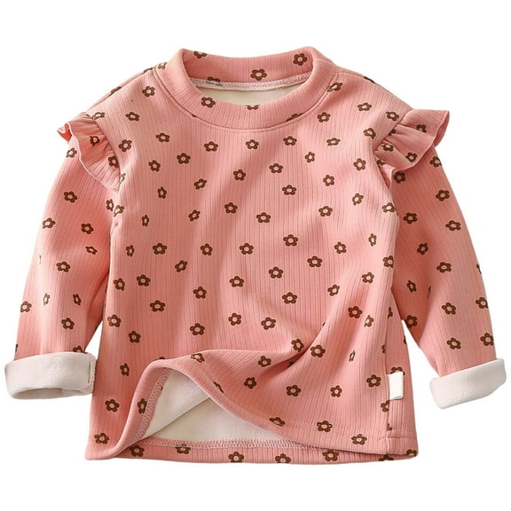 Zshosam Shirt for Girls Girls Long Sleeve Shirts Kids Crewneck T-Shirts Tops Cute Fall Blouse Tees Size 2T 3T,(Light Pink 2-3 Years)