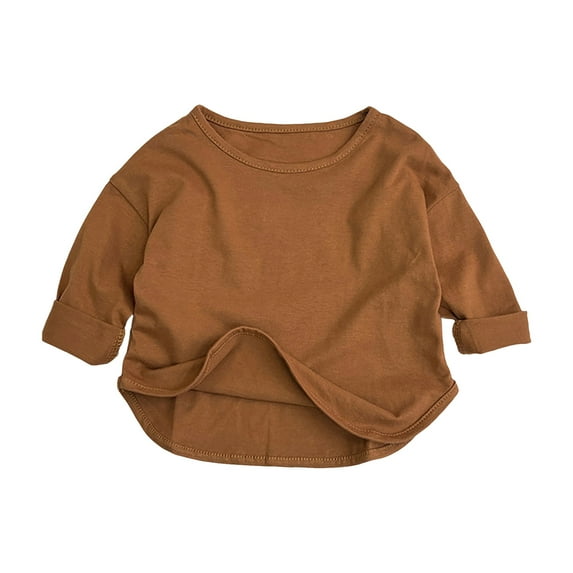 Zshosam Shirt for Girls Toddler Baby Girl Fall Clothes Collar Long Sleeve T-Shirt Pullover Shirts Top Size 18 24 Months,(Brown 18-24 Months)