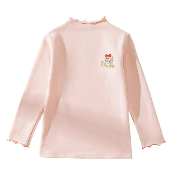 Zshosam Shirts for Girls Girls Long Sleeve Shirts Kids Casual Crewneck Tops Fashion Tees Size 5T 6T,(Light Pink 5-6 Years)