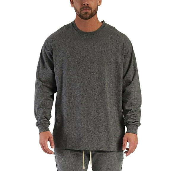 Zshosam Shirts for Men Men's Comfortable Classic Long Sleeve Crew Neck T-Shirt(Grey,M)