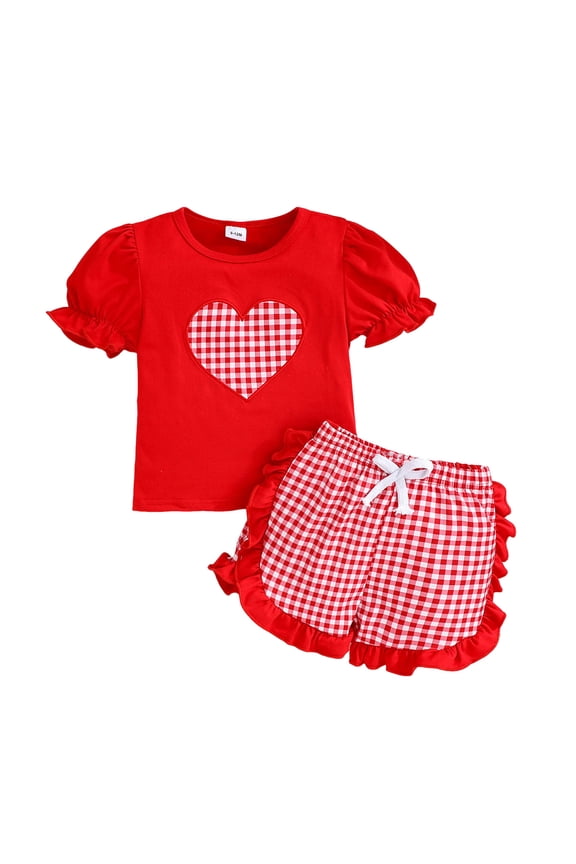 Shorts And Top Set Girls Girls 2 Piece Outfits Ribbed Tank Top and Shorts Set with Pockets Size 12 18 Months,(Red 12-18 Months)