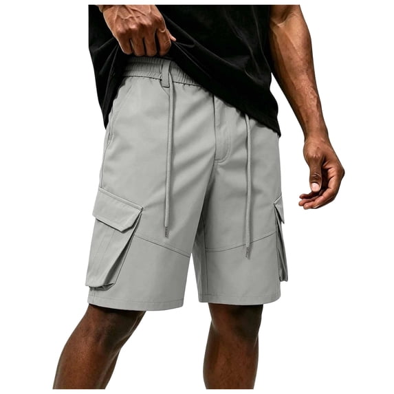 Zshosam Shorts Men Graphic Men's Hiking Shorts Lightweight Quick Dry Cargo Shorts with Pockets (Light Gray,S)