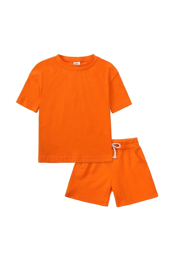 Shorts And Top Set Girls Baby Toddler Girls Short Sleeve Tops T-Shirt Vest & Shorts Set Kids Clothes Summer Outfits Size 4T 5T,(Orange 4-5 Years)