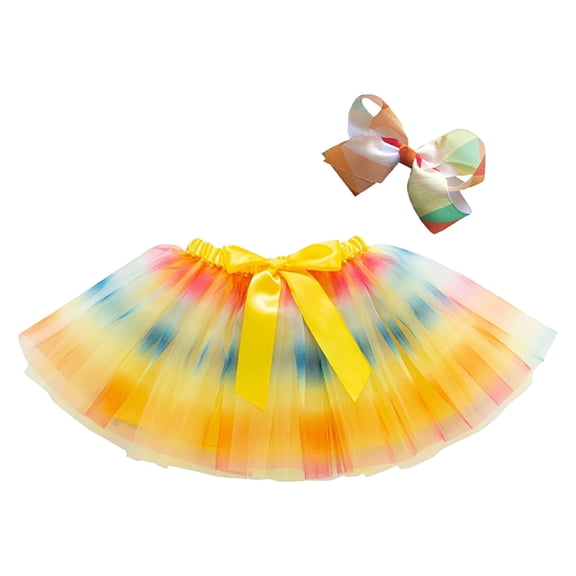 Zshosam Skirt for Girls Toddler Girl Tutu Skirt Colorful Floating Pom Poms Tulle Skirts Birthday Tutu Outfit Princess Ballet Skort Size 5T 8T,(Yellow 5-8 Years)