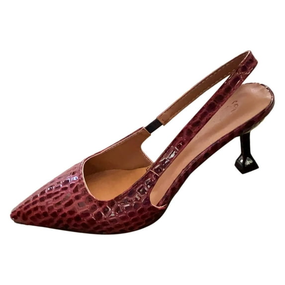 Zshosam Slingback Heels for Women Pointed Toe Stiletto Heels Closed Toe Pumps Slip on High Dress Pumps(Red,42)