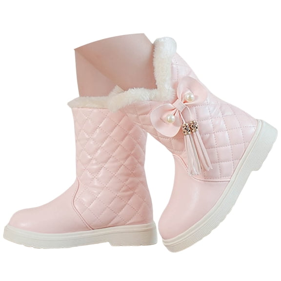 Zshosam Snow Boots for Girls Toddlers/Little Girls Boots, Warm Winter Snow Shoes with Lining Size 12,(Red Little Kids 12)