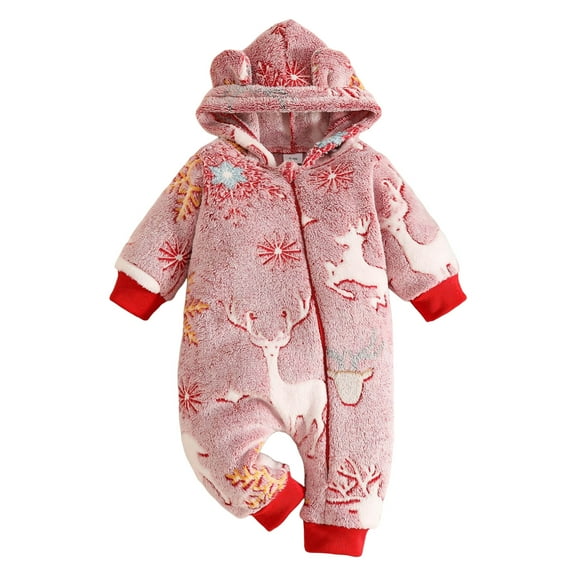 Zshosam Snow Suit for Babies Newborn Baby Outfit Thin Fleece Romper Hooded Jumpsuit Winter Coat Girls Boy Size 0 3 Months,(Red 0-3 Months)