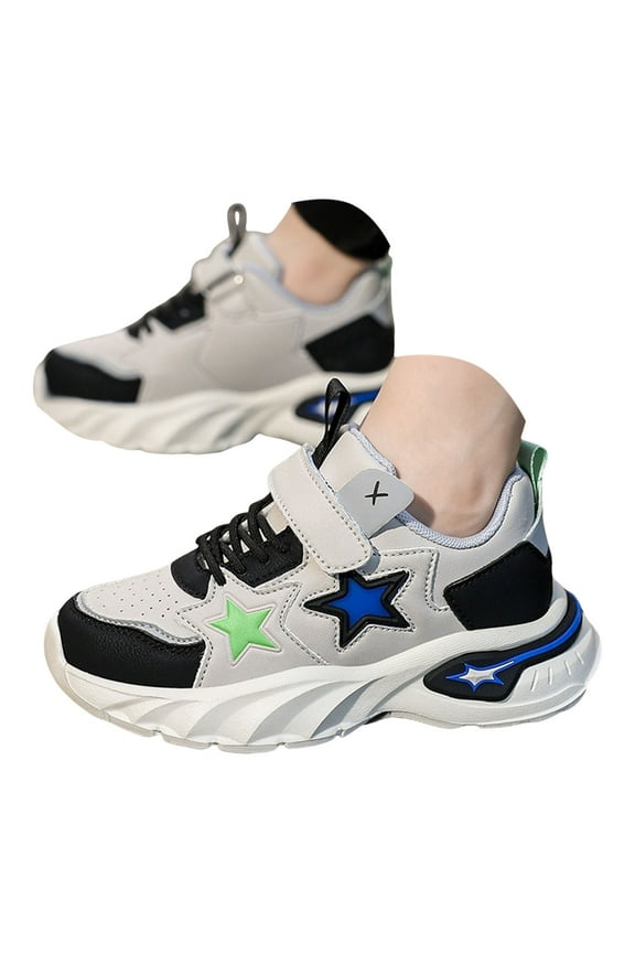 Soft Bottom Shoes Boy Kids Sneakers for Boys Running Shoes Lightweight Breathable Sport Athletic Size 1,(Black Big Kids 1)