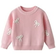thumbnail image 1 of Zshosam Soft Girls Sweater Toddler Girls Fall Sweaters Casual Crewneck Long Sleeve Pullover Tops for Kids Size 5T 6T,(Pink 5-6 Years), 1 of 9