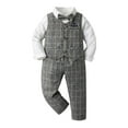 thumbnail image 1 of Zshosam Suit for Boys Toddler Baby Boy Clothes Suit Gentleman Wedding Party Outfits，Formal DressShirt+Bowtie+Vest+Suspender Pants Size 18 24 Months,(Grey 18-24 Months), 1 of 4