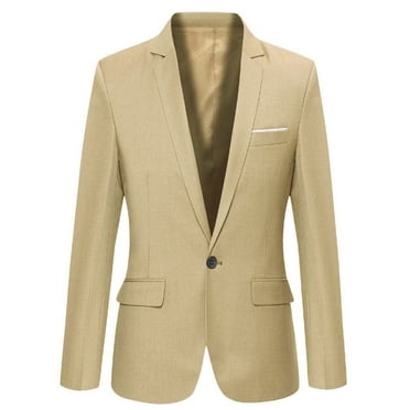 Zshosam Suits for men- Solid Casual Long sleeved Slim Single row One button Small Suit Coat(Khaki,13-14 Years)