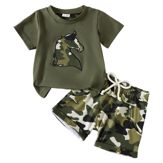 Zshosam Summer Baby Boy Clothes Toddler Boy Summer Clothes Baby Striped T-Shirt Tops+Shorts 2PCS Outfits Set Size 2T 3T,(AG 2-3 Years)